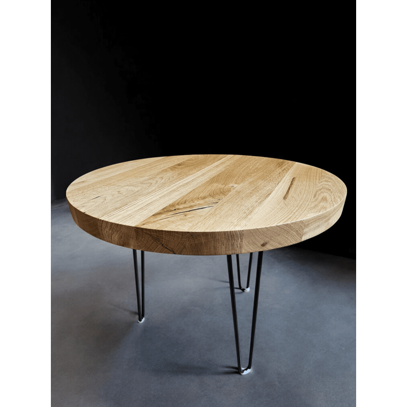 Stolik kawowy dębowy - okrągły - Ø60 cm - wysokość 40 cm - loft