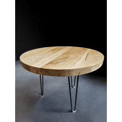 Stolik kawowy dębowy - okrągły - Ø50 cm - wysokość 40 cm - loft