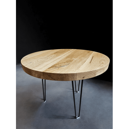 Stolik kawowy dębowy - okrągły - Ø50 cm - wysokość 40 cm - loft