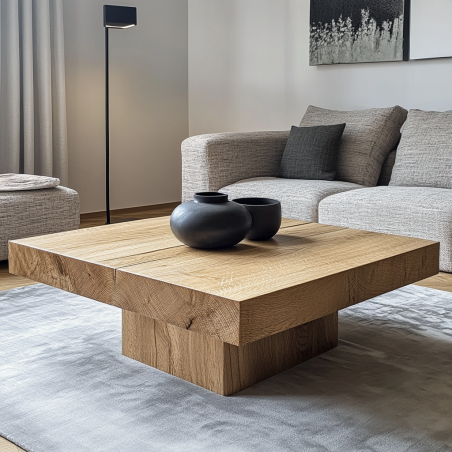 Stolik Kawowy Modern Tree - 80x80x50 cm - Grubość Blatu 8 cm