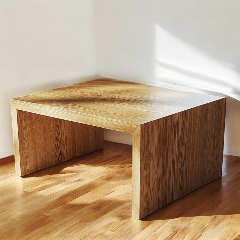 Stolik Kawowy Nowoczesny Dębowy - 80x60x45 cm - 100% Lite Drewno Dębowe - Grubość 4 cm