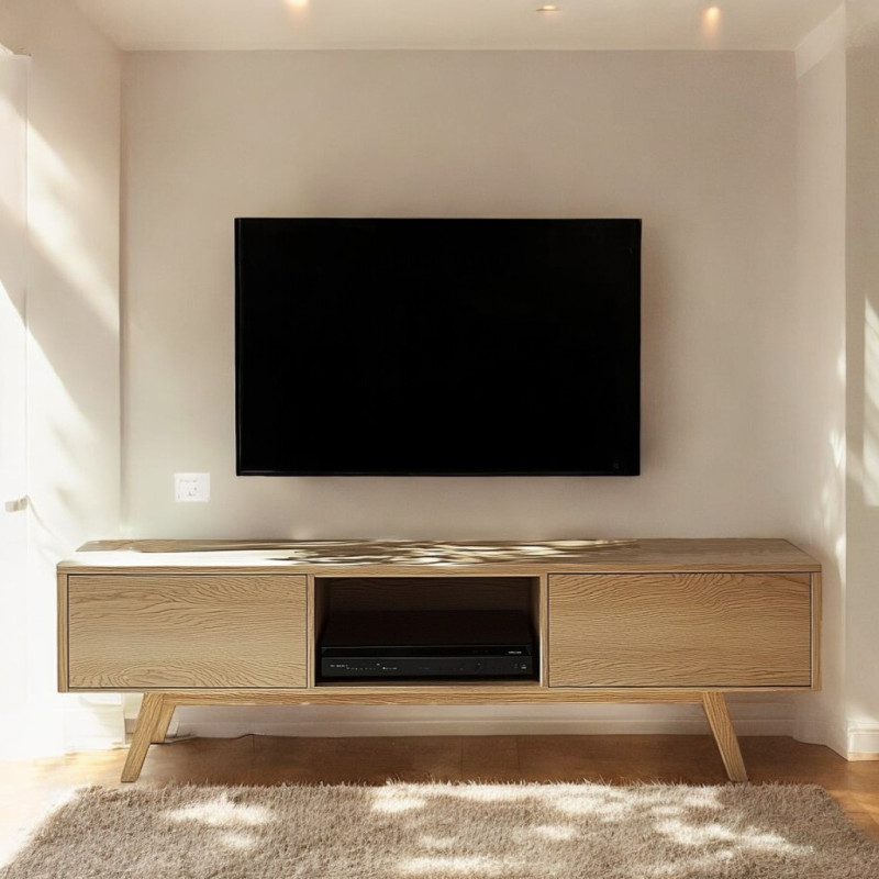 Szafka RTV Dębowa Klasyczna - 150x45x42,5 cm - Lite Drewno Dębowe