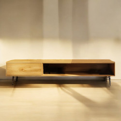 Szafka RTV Dębowa - 180x45x42,5 cm - 100% Lite Drewno Dębowe 2