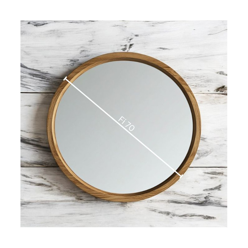 Lustro Dębowe - Ø70 cm - Okrągłe Lustro Ścienne z Dębu