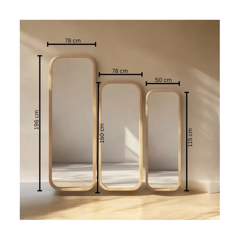 Lustro Dębowe - 150x78x4 cm - Średnie Lustro Ścienne z Dębu