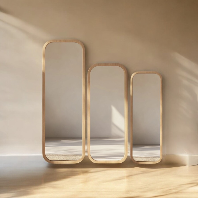 Lustro Dębowe - 196x78x4 cm - Duże Lustro Ścienne z Dębu